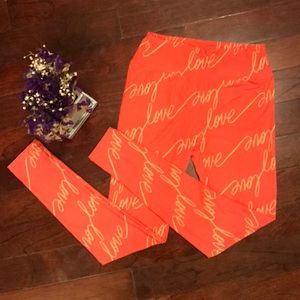 LuLaRoe Coral "Love" Leggings